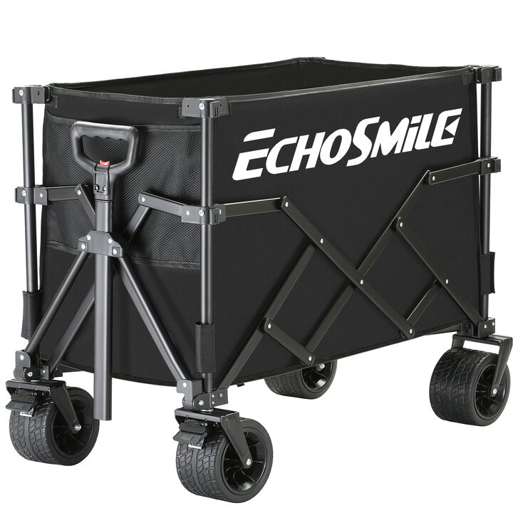 EchoSmile 6.85 cu. ft. Fabric Portable Garden Cart with Adjustable Rolling Wheels in Black