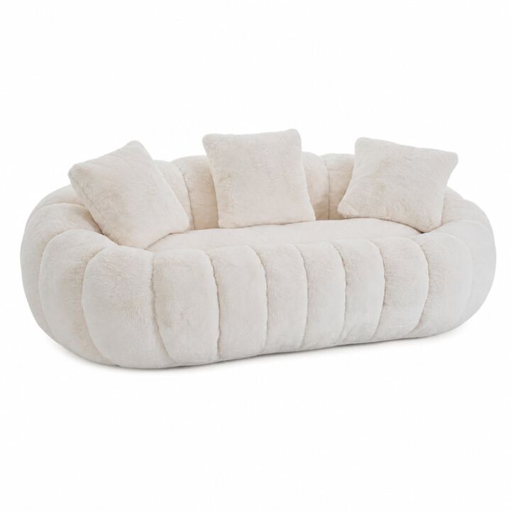 GOODSILO Floral-Shaped Ultra-Soft Faux Fur Two-Seater Sofa Plush Beanbag Lounge Chair for Living Room Bedroom
