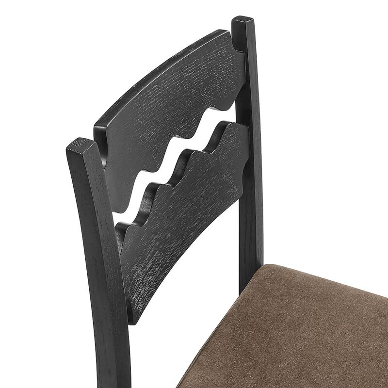 Jax Oak Wood Counter Stool With Wavy Razor Back and Cushion image number 7