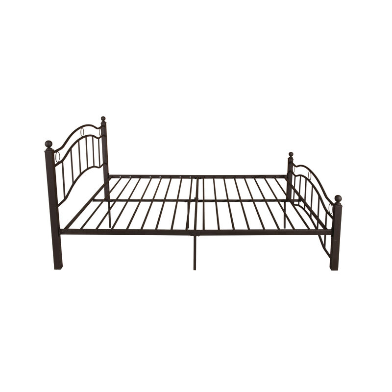 King Size Metal Bed Frame with Headboard and Footboard Bronze