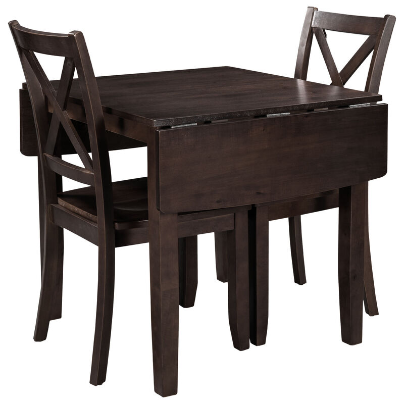 Merax 3-Piece Wood Drop Leaf Extendable Dining Table Set
