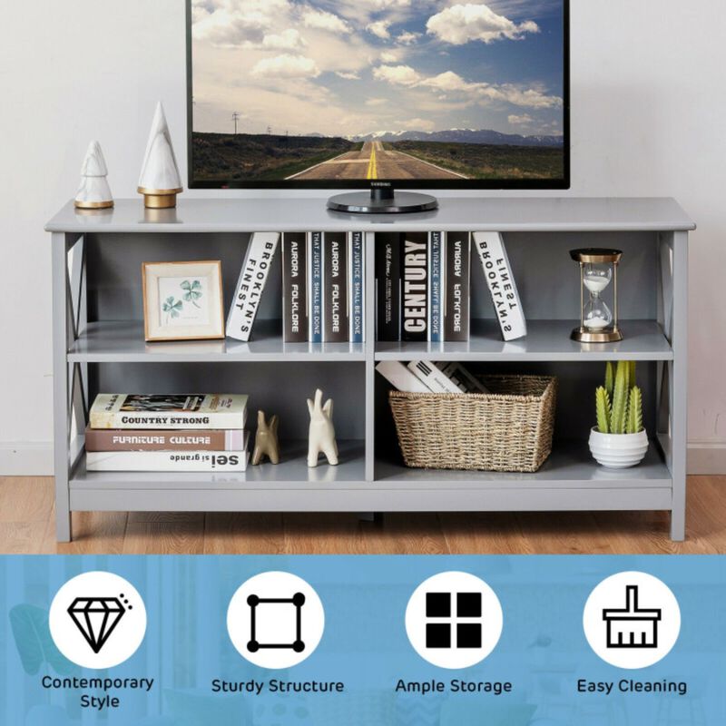 Hivvago Wooden TV Stand Entertainment for TVs up to 55 Inch with X-Shaped Frame