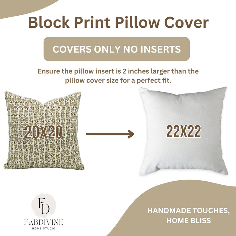 Fabdivine Boho Throw Pillow Cover Handmade Block Print Linen Home D&eacute;cor Accent 100% Cotton Fabric Bed or Living Room, Ker Sangri image number 4