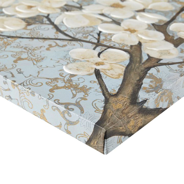 Gracie Mills Odell Gilded Blossoms Hand-Embellished Canvas Wall Art