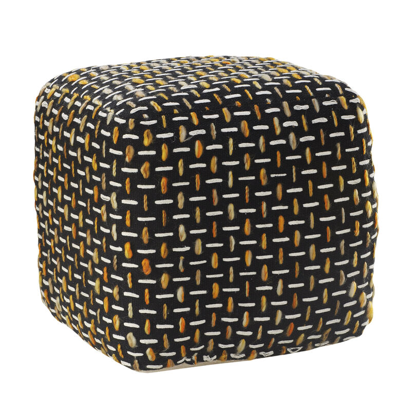 Durable Fabric Geometric Pouf Ottoman – Accent Floor Cushion for Living Room