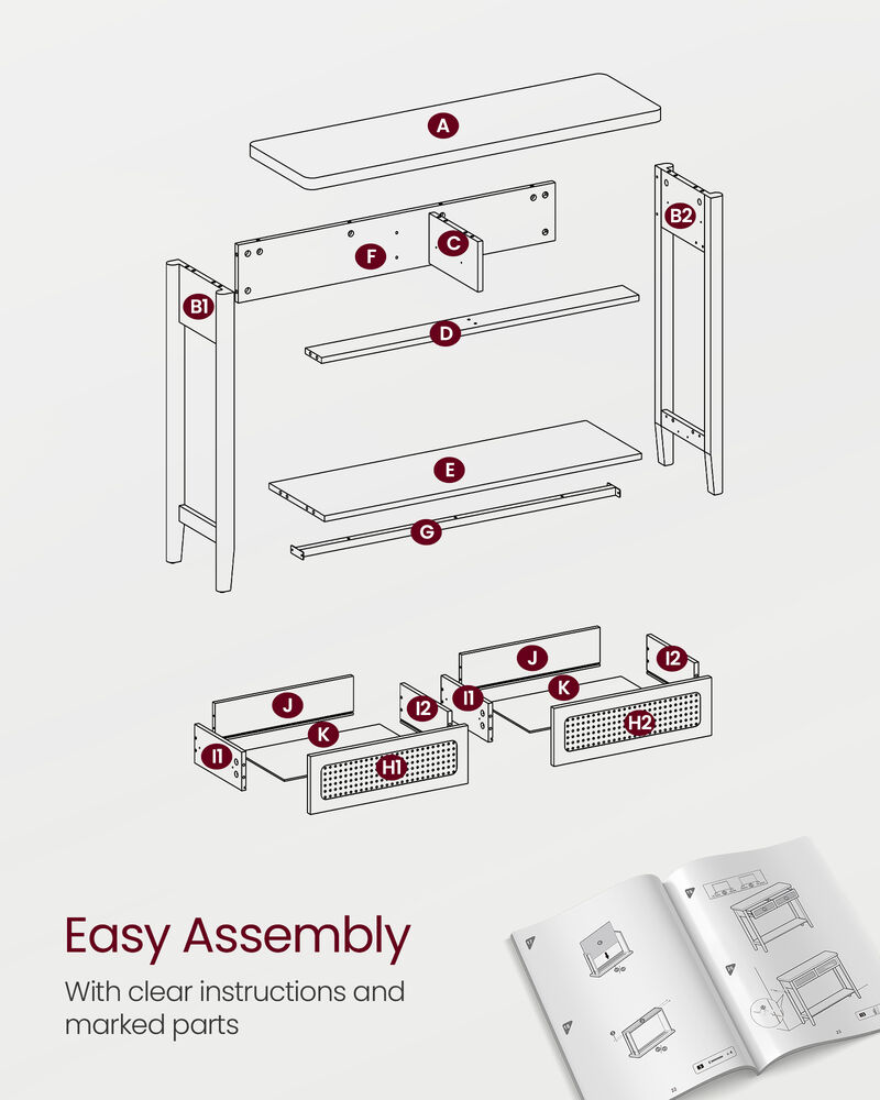 Console Table with Drawers and Shelf