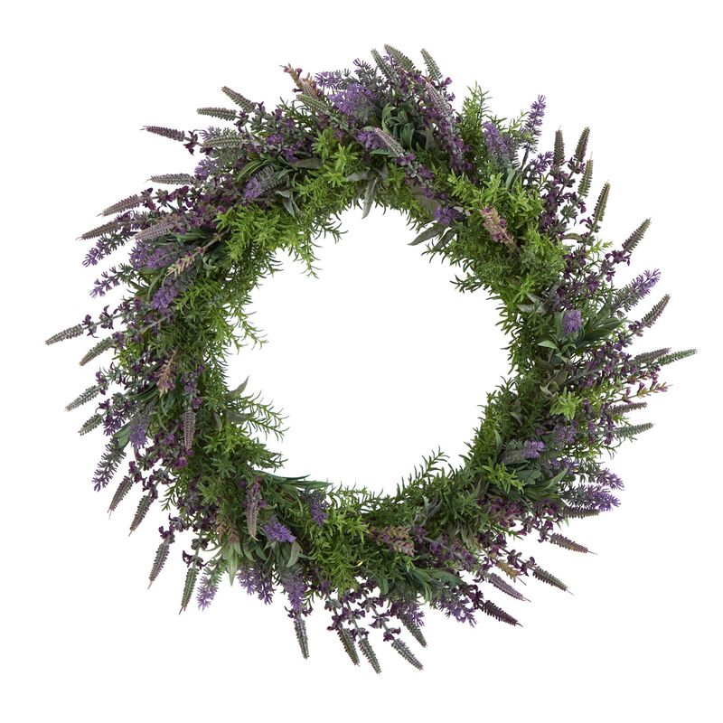Nearly Natural 24-in Lavender Artificial Wreath image number 1