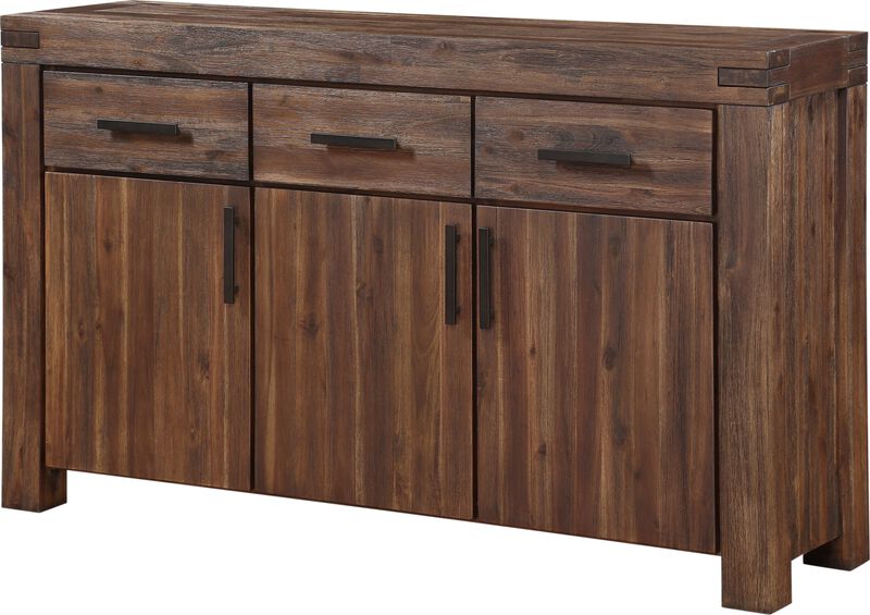 Meadow Three Drawer Three Door Solid Wood Sideboard in Brick Brown
