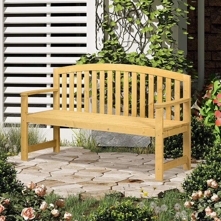 Hivvago 2-Seater Outdoor Wooden Bench with Backrest