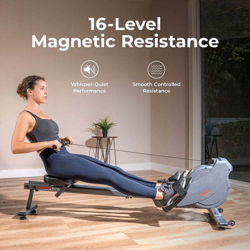 Sunny Health & Fitness Smart Quiet Dual Rail Magnetic Rower with 16 Resistance Levels & Performance Tracking by SunnyFit App image number 3