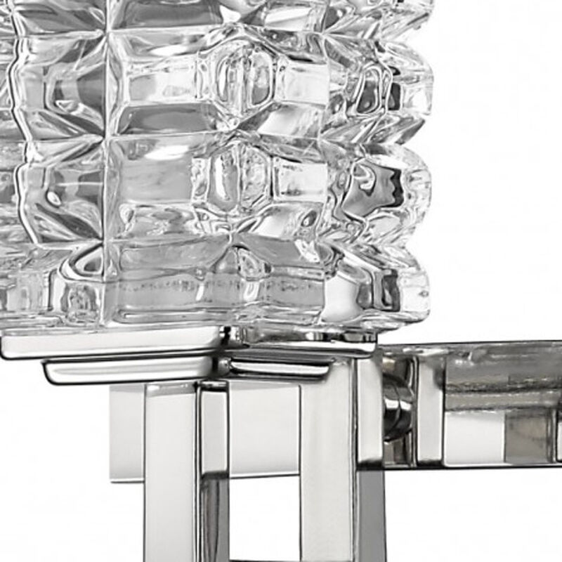 Hivvago Coralie 3-Light Polished Nickel Sconce With Pressed Crystal Shades