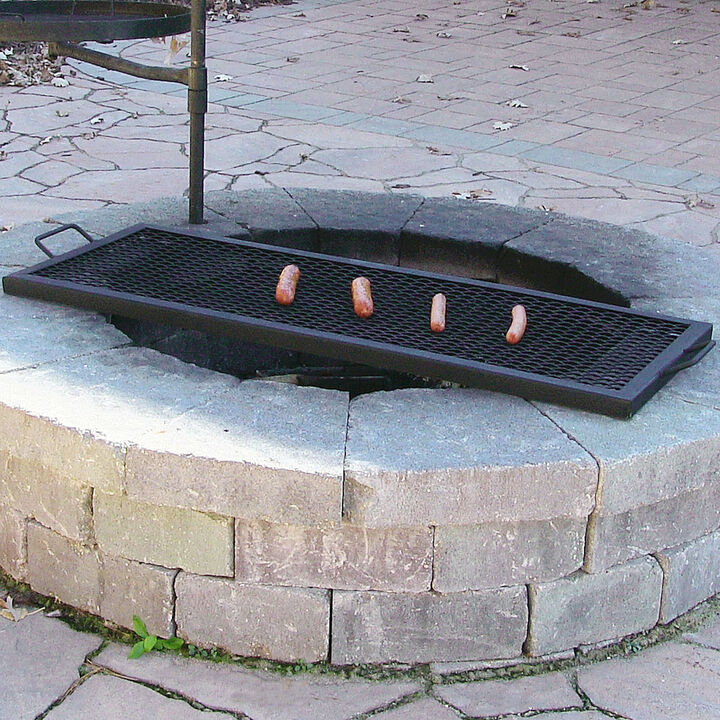 Sunnydaze Black Steel X-Marks Fire Pit Cooking Grill with Handles