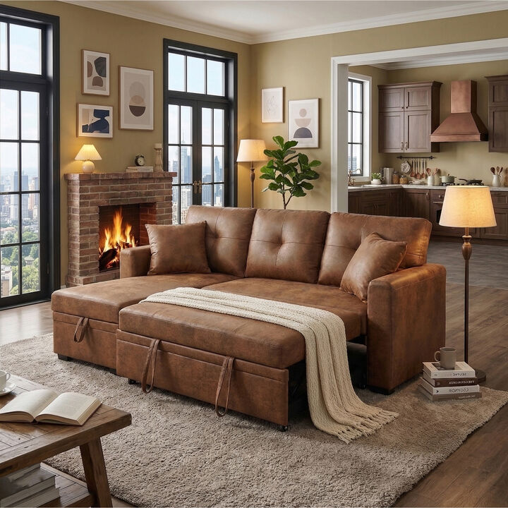 Jomple Foil Fabric Sectional Sleeper sofa