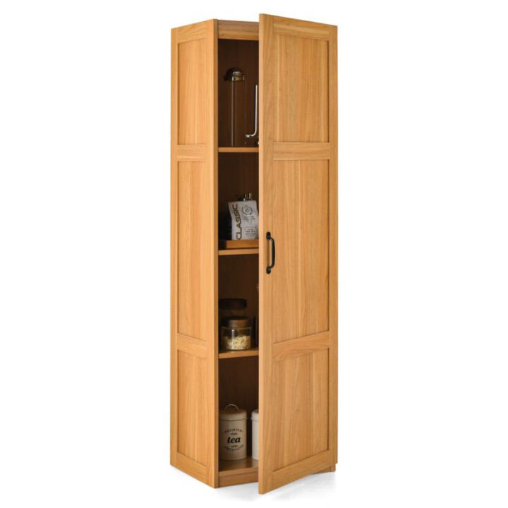 Tall Storage Cabinet with 4 Storage Shelves for Bathroom Living Room-Natural