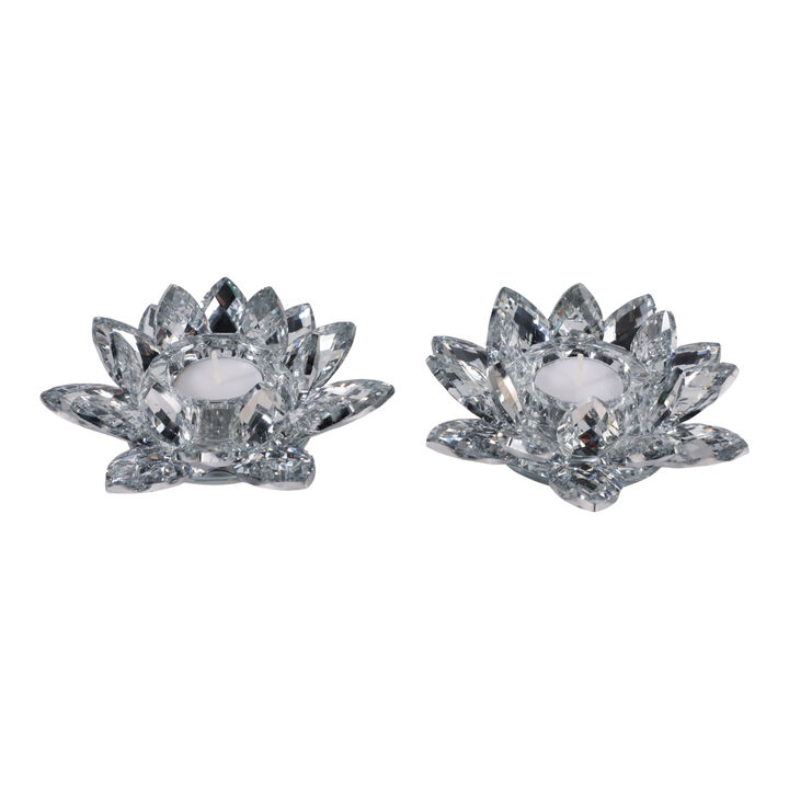 S/2 Silver Crystal Votive Candle Holders, 6''