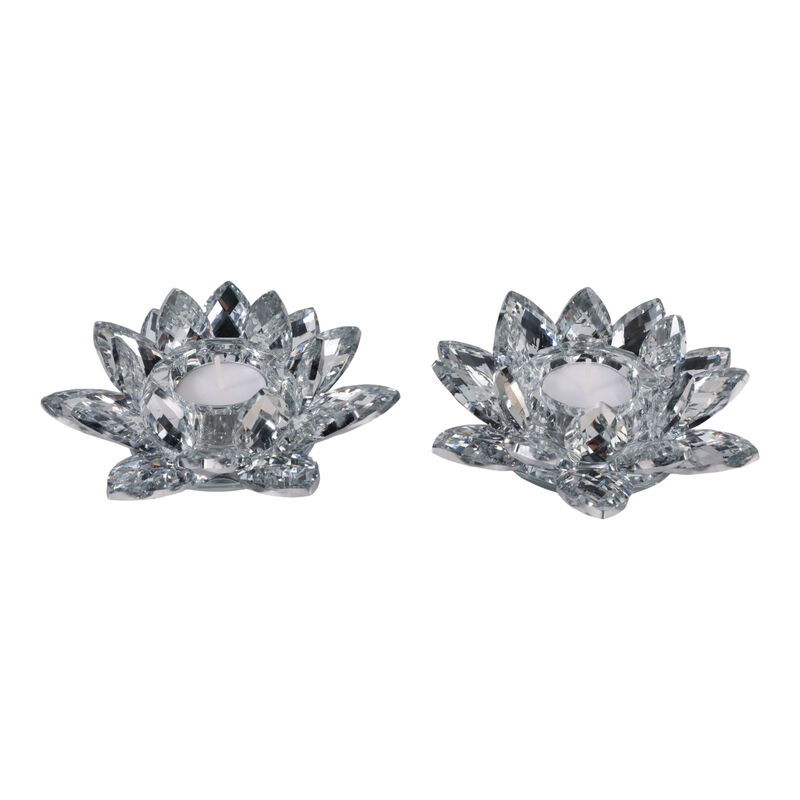 S/2 Silver Crystal Votive Candle Holders, 6'' image number 1