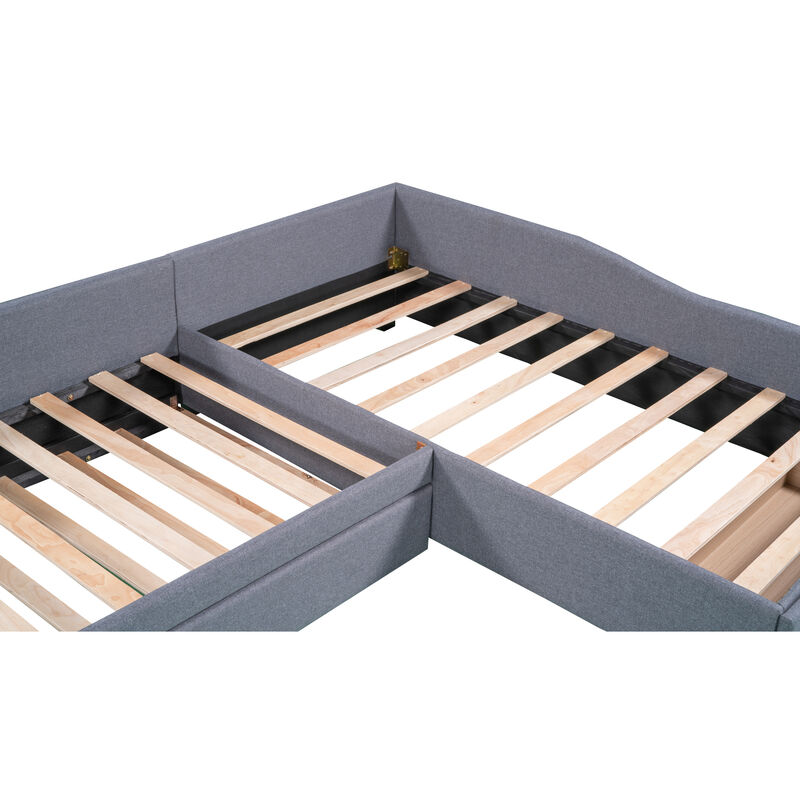 Merax Upholstered Double Daybed Beds with A Trundle image number 7