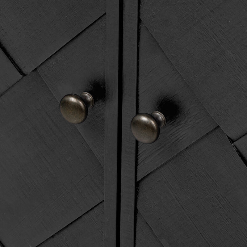 Merax U_Style Versatile console table with Woven Wood Slats and Solid Wood Veneer