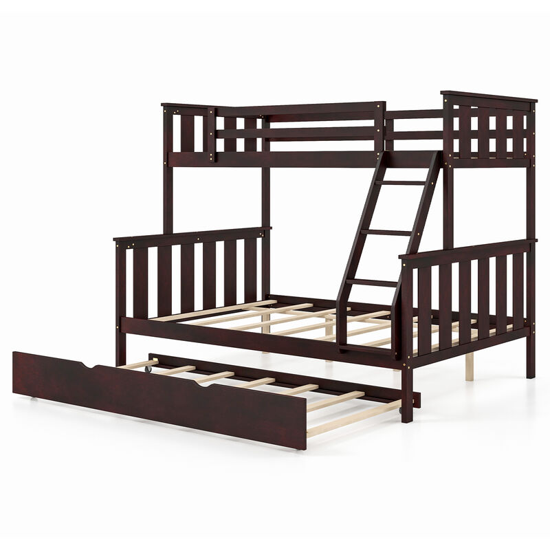 3-in-1 Twin Over Full Bunk Bed with Trundle and Ladder