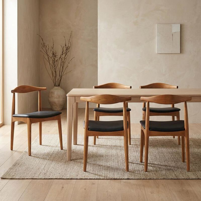 Wooden Dining Chairs for Kitchen and Modern Dining Room Tables, Black, Set of 4 image number 5