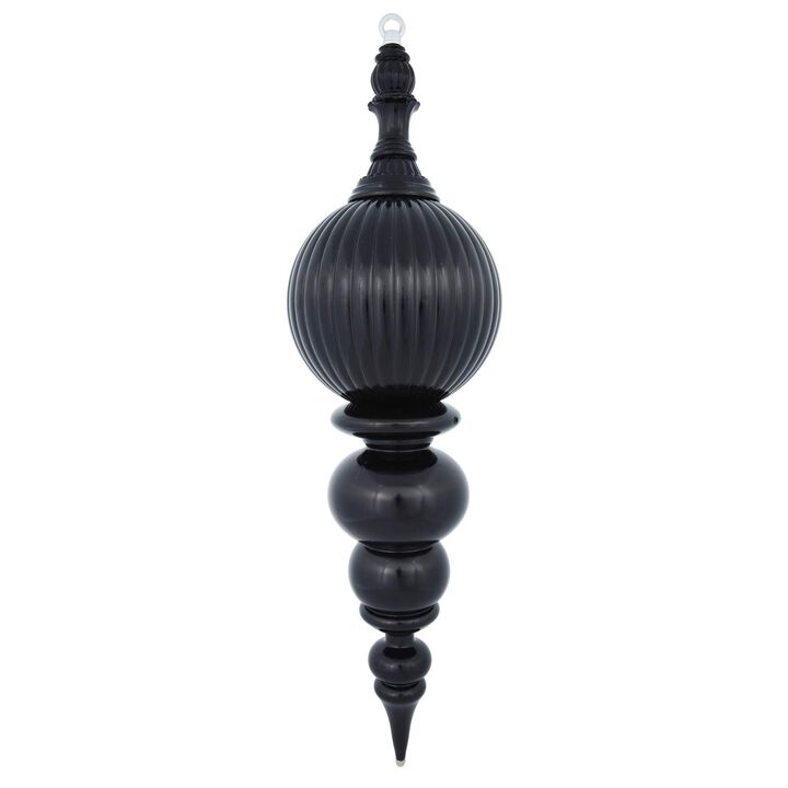 Vickerman 28" Shiny Finial Christmas Ornament, Shatterproof Plastic, Holiday Christmas Tree Decoration, Black