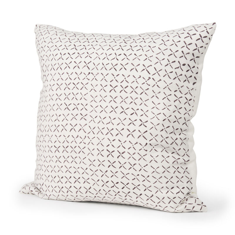 HomeRoots 22" Cream And Merlot Geometric Linen Throw Pillow Cover with Embroidery image number 0