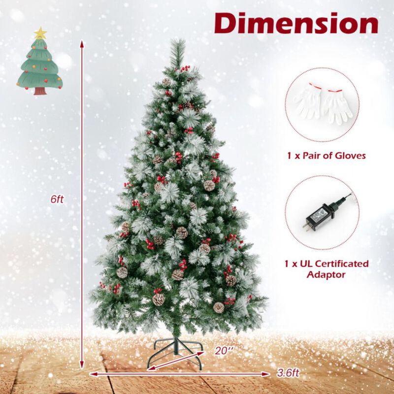 Hivvago 6 Feet Pre-Lit Artificial Christmas Tree with 350 LED Lights