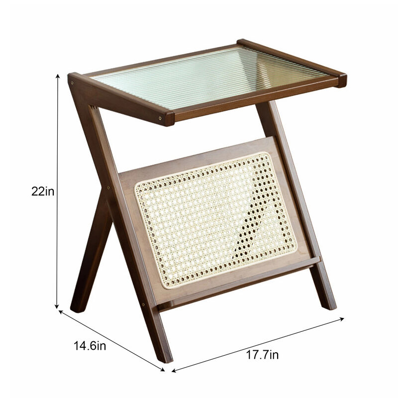 Geswek Rattan Nightstand Side Table image number 9