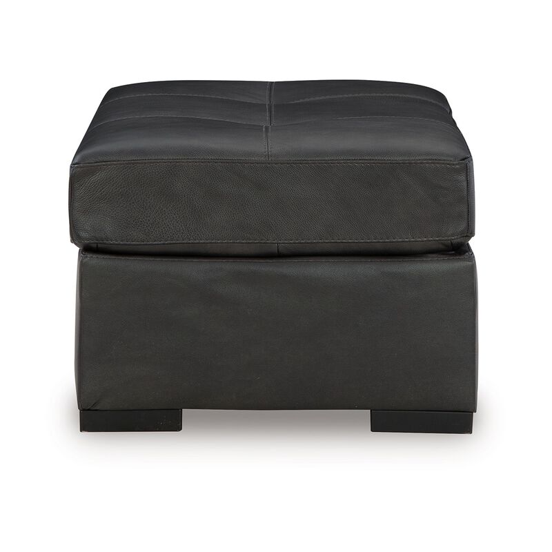 Keaton Oversized Accent Ottoman, Black Faux Leather, 40 Inch - Benzara