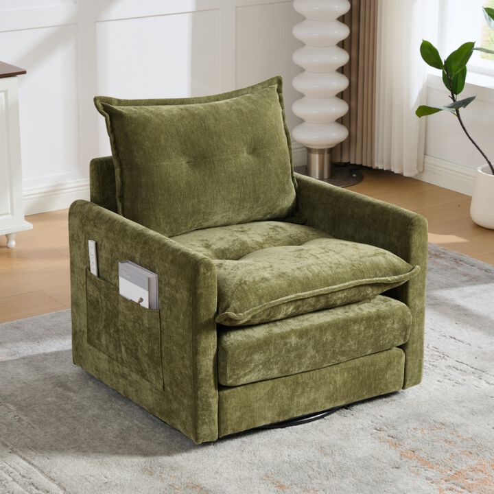 Secra Modern Chenille Swivel Accent Chair
