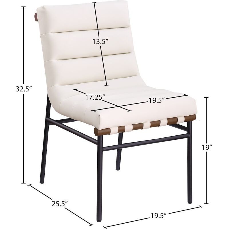Meridian Furniture Burke Cream Vegan Leather Dining Chair, Set of 2