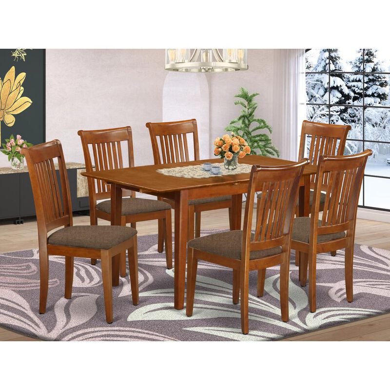 East West Furniture 7 Pc dinette set for small spaces-Kitchen Table and 6 Dining Chairs