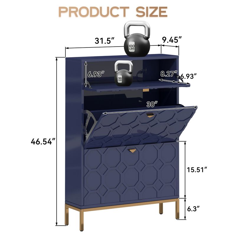 46.6 in. H x 31.5 in. W. MDF Shoe Storage Cabinet 24-Pair image number 3