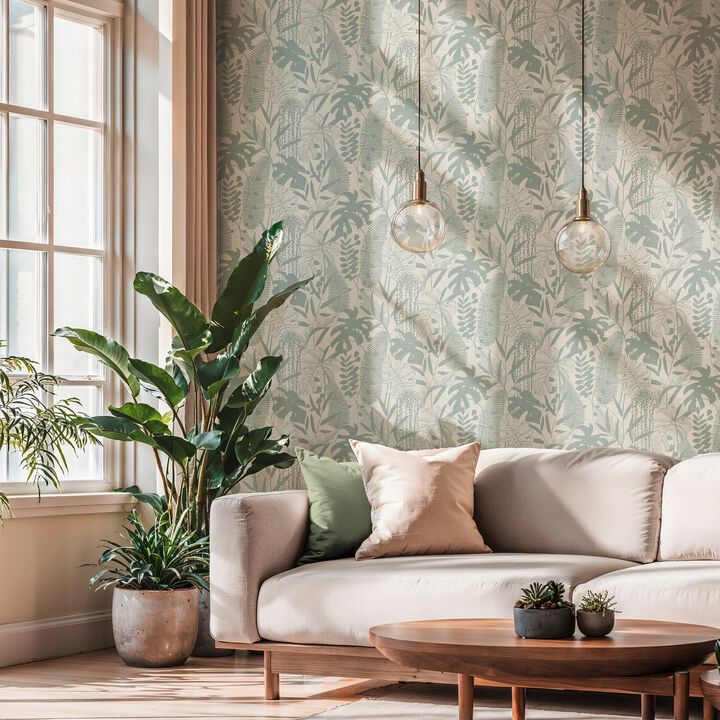 Havana 2 Tree Leaf Green Wallpaper HV41093