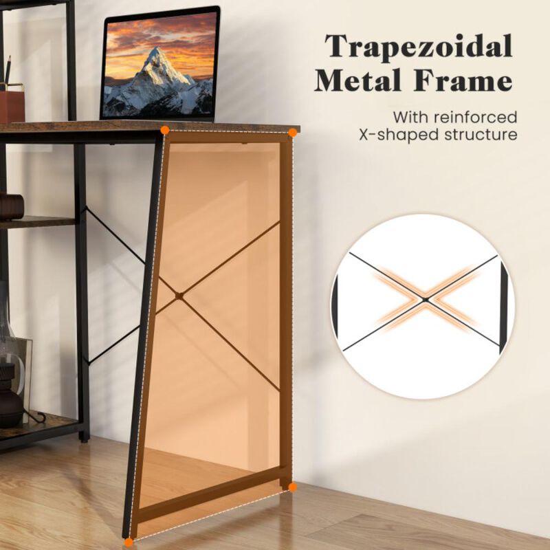 Hivvago Computer Desk with Shelves and 3-Tier Storage Bookshelf