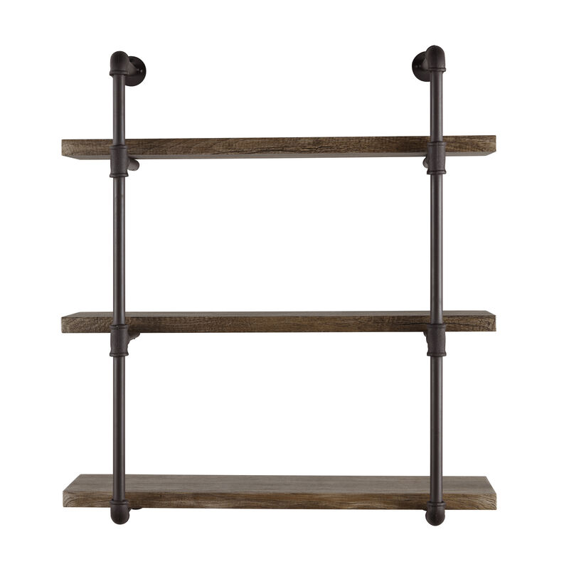 Three Tier Industrial Pipe Wall Shelf