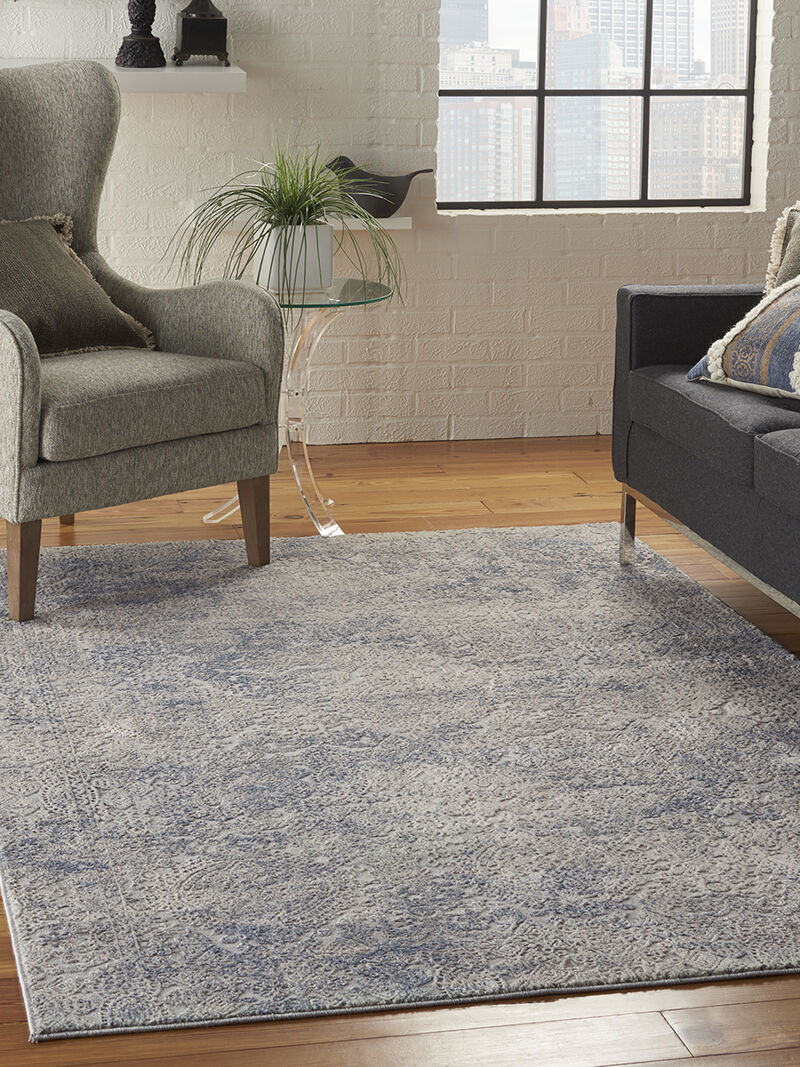 Rustic Textures RUS09 Ivory/Light Blue 3'11" x 5'11" Rug