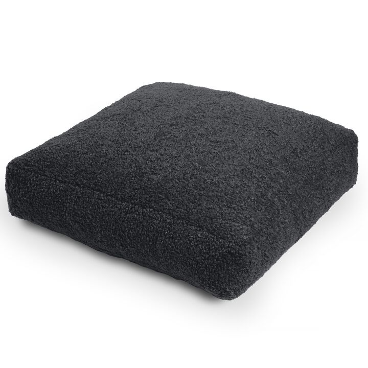 Jaxx Brio Large Décor Floor Pillow / Meditation Yoga Cushion, Shearling Faux Lamb, Smoke