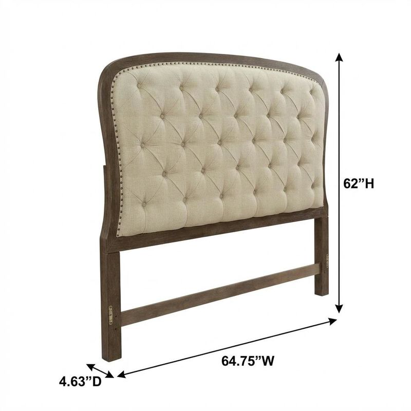 Liberty Furniture Dusty Taupe Tufted Panel Headboard with Black Finish Poplar Solids Wood image number 5