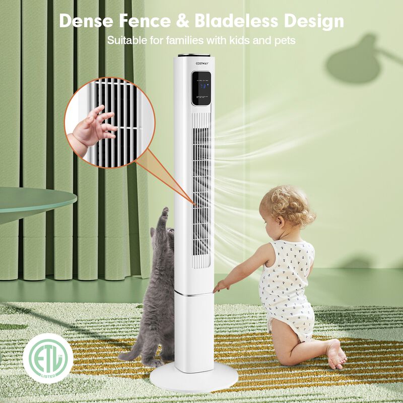 Oscillating Standing Bladeless Tower Fans with 3 Speeds Remote Control