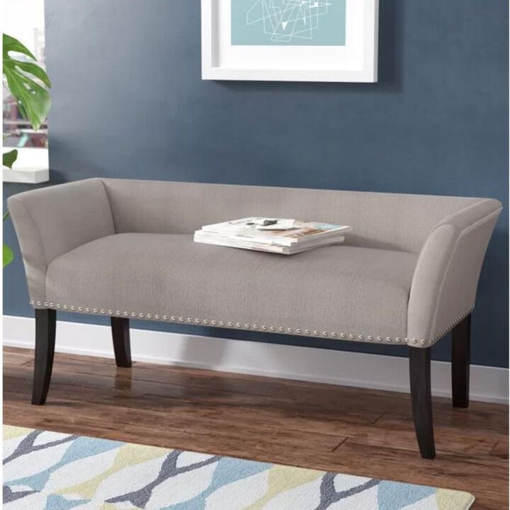 Modern Mid-Century Upholstered Accent Bench for Bedroom or Entryway