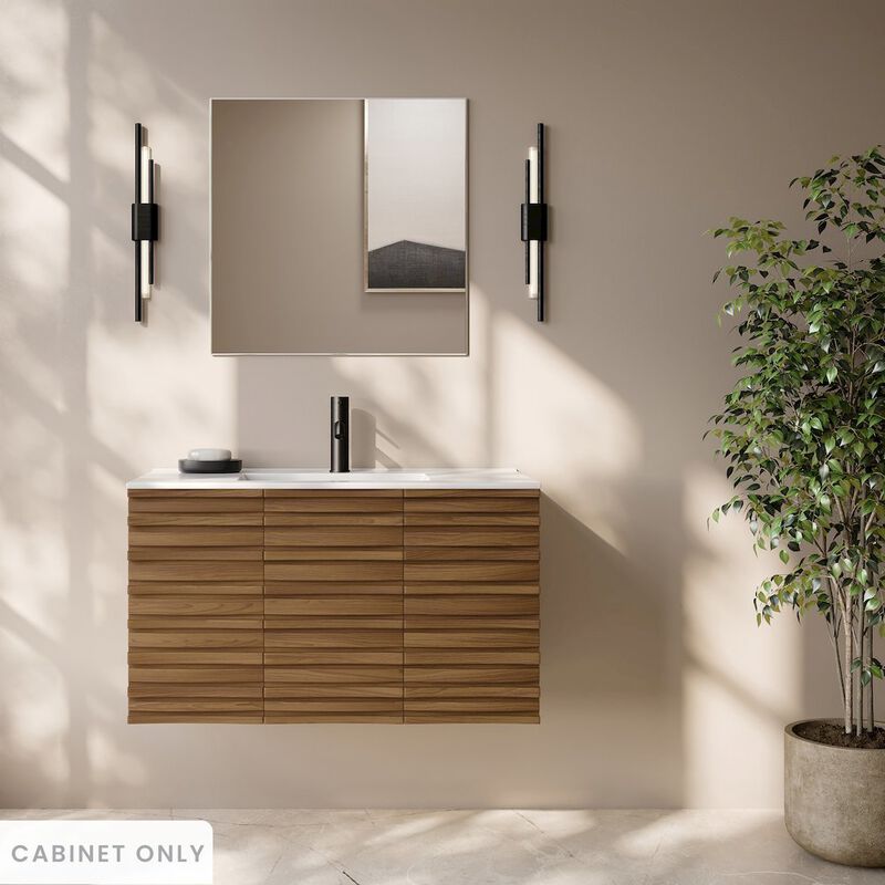 Cascade 36" Wall-Mounted Bathroom Vanity Cabinet without Top in Brown Oak image number 6