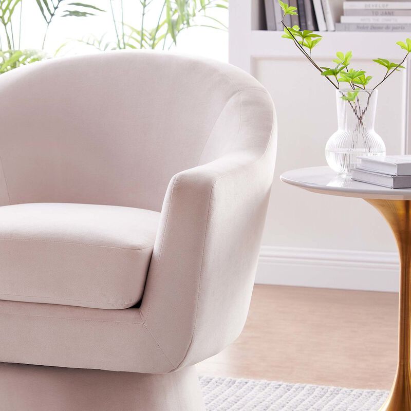 Astral Performance Velvet Fabric and Wood Swivel Chair image number 8