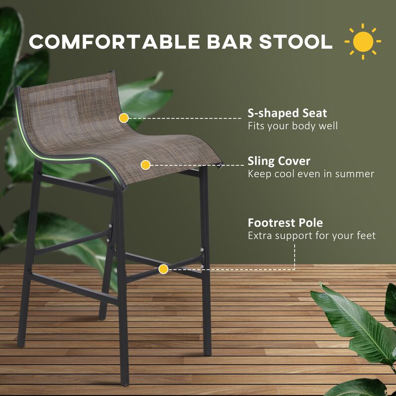 3 Piece Bar Height Outdoor Bistro Set for 2, Round Patio Pub Table 2 Bar Chairs with Comfortable Design & Durable Build, Black/Tan