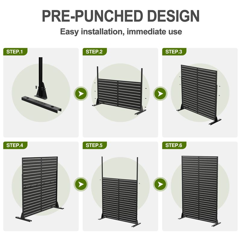 Arched Metal Outdoor Privacy Screen, Freestanding Outdoor Divider Decorative Privacy Fence