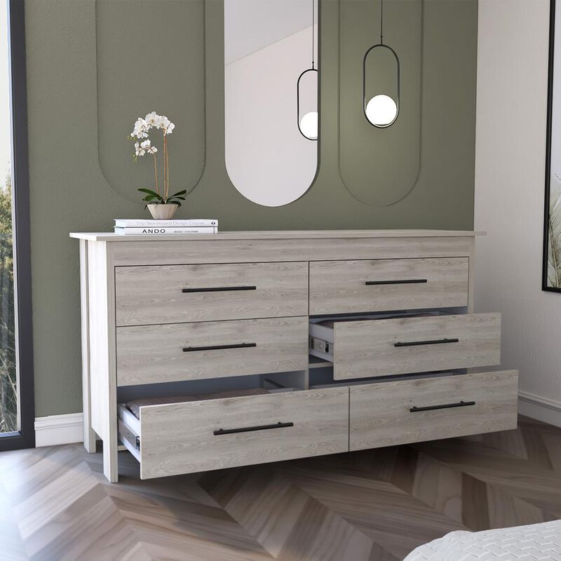 DEPOT E-SHOP Paris 6 Drawer Double Dresser