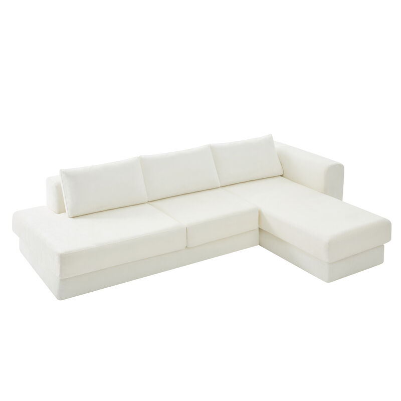 Merax Modular L-Shaped Chenille Sectional Sofa with Double-Layer Cushions image number 0