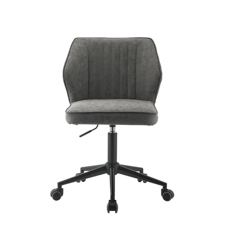 Swivel Office Chair with Stitching Details and Starbase, Gray-Benzara