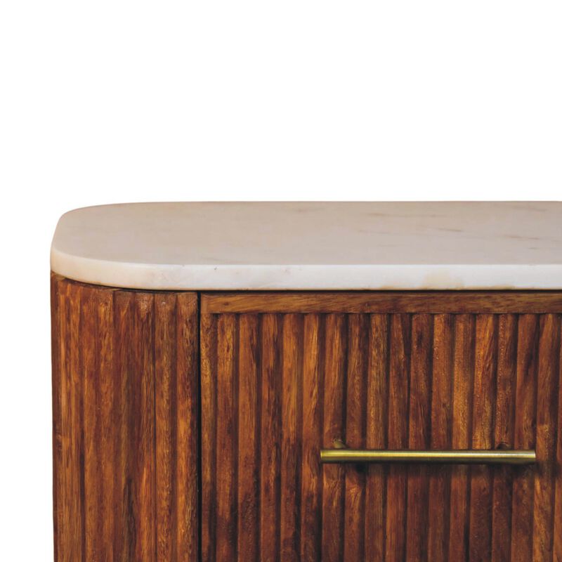 Artisan Furniture Solid Wood Marble Crest Bedside, 2 Drawers, Brown image number 4