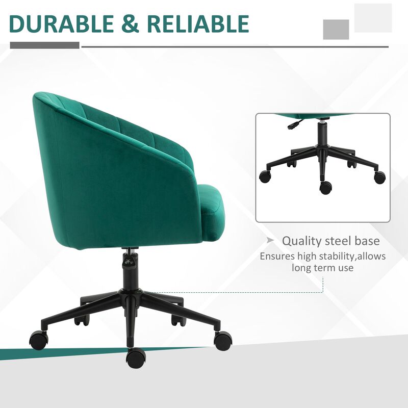 Retro Swivel Chair Fabric Sofa Height Adjustable with Metal Base, Home Office Chair with Wheels for Home Office Cafe Hotel